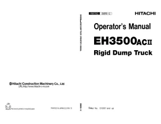 Hitachi EH3500AC II Rigid Frame Truck operator’s manual (Serial No. 010001 and up)