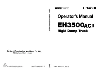 Hitachi EH3500AC II Rigid Frame Truck operator’s manual (Serial No. 010132 and up)