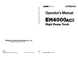 Hitachi EH4000AC II Rigid Dump Truck operator’s manual