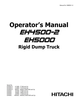 Hitachi EH4500-2 Rigid Frame Truck operator’s manual