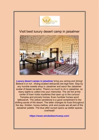 Luxury desert camp in jaisalmer