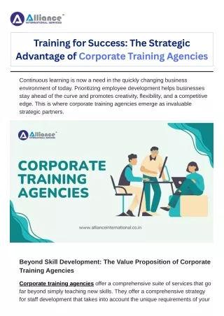 Training for Success-The Strategic Advantage of Corporate Training Agencies