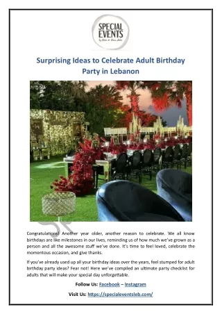 Surprising Ideas to Celebrate Adult Birthday Party in Lebanon