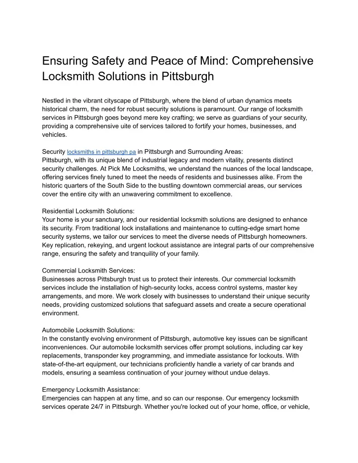 ensuring safety and peace of mind comprehensive