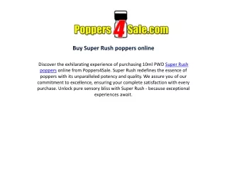 Buy Super Rush Poppers Online