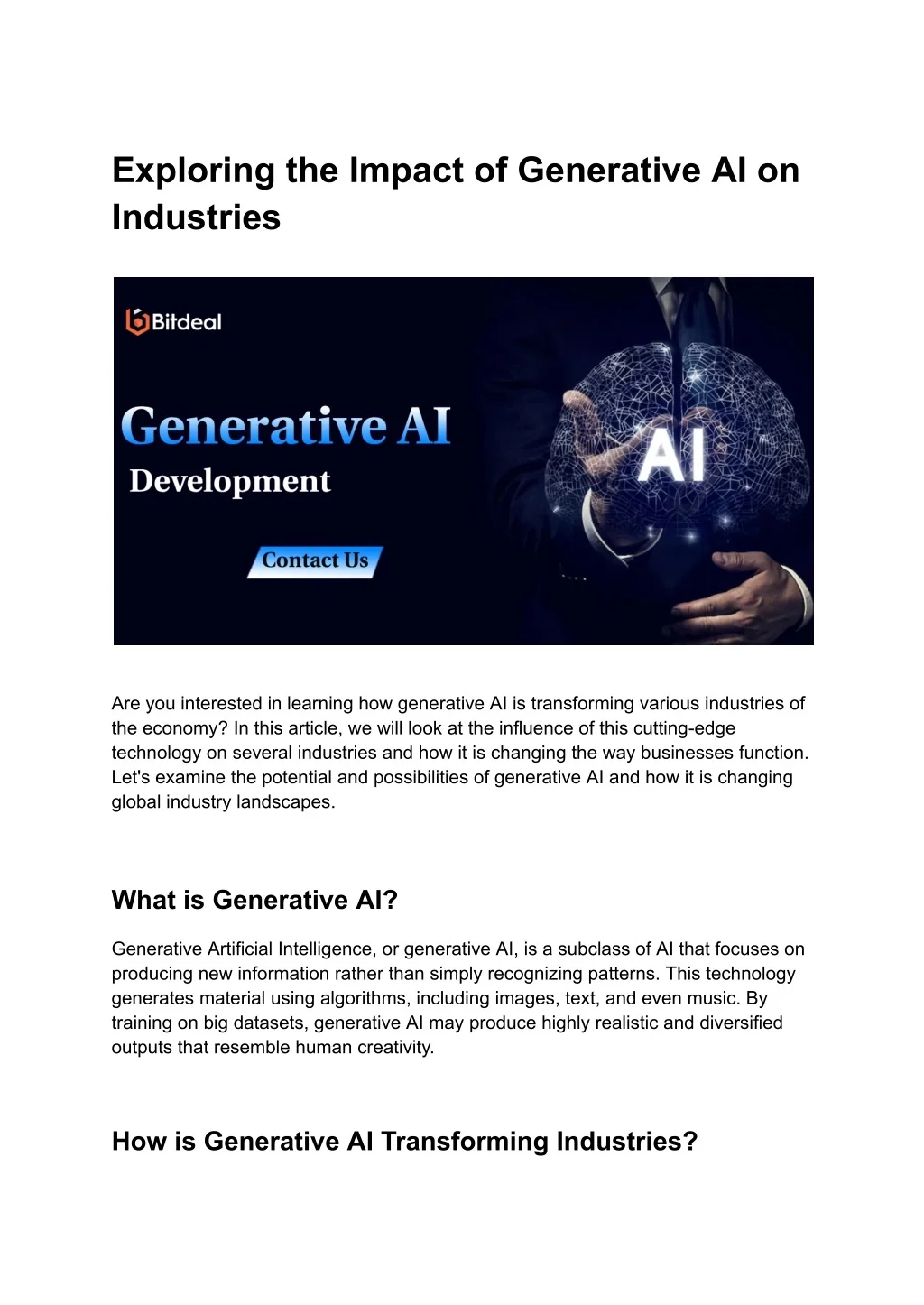 PPT - Exploring the Impact of Generative AI on Industries PowerPoint ...