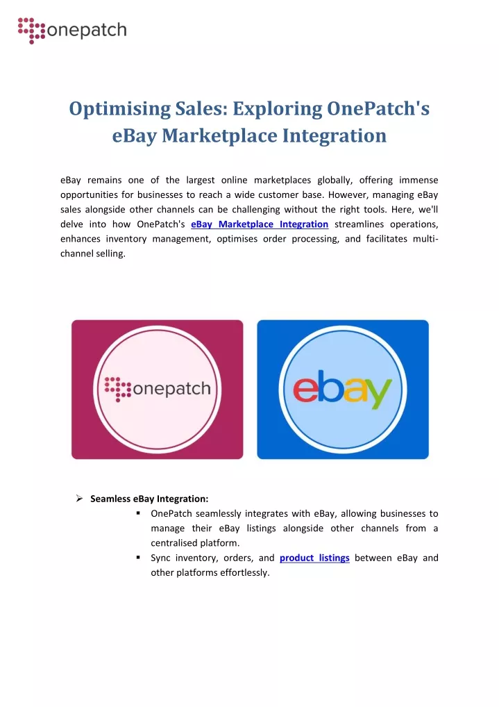 optimising sales exploring onepatch s ebay
