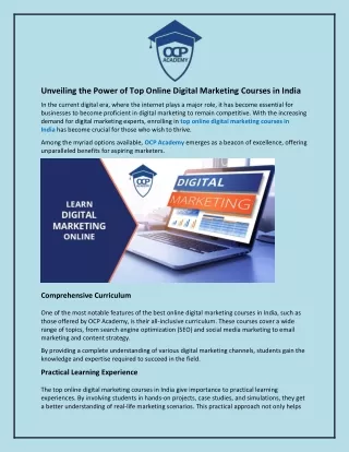 Unveiling the Power of Top Online Digital Marketing Courses in India