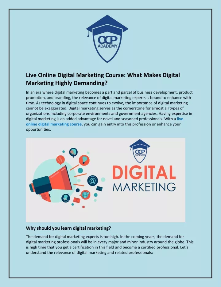 live online digital marketing course what makes