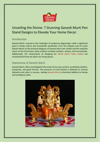 7 Stunning Ganesh Murti Pen Stand Designs to Elevate Your Home Decor