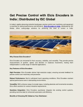 Get Precise Control with Elcis Encoders in India  Distributed by ISC Global_PDF