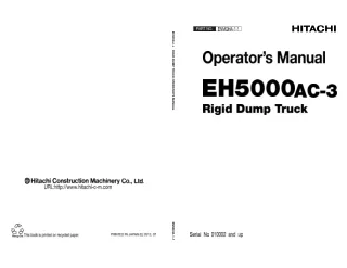 Hitachi EH5000AC-3 Rigid Dump Truck operator’s manual