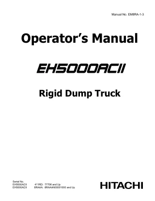 Hitachi EH5000ACII Rigid Frame Truck operator’s manual