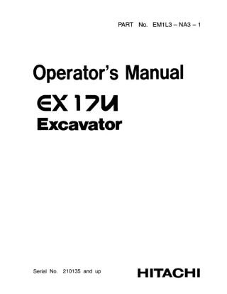 Hitachi EX17U Excavator operator’s manual Serial No. 210135 and up