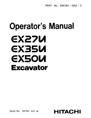 Hitachi EX27U Excavator operator’s manual