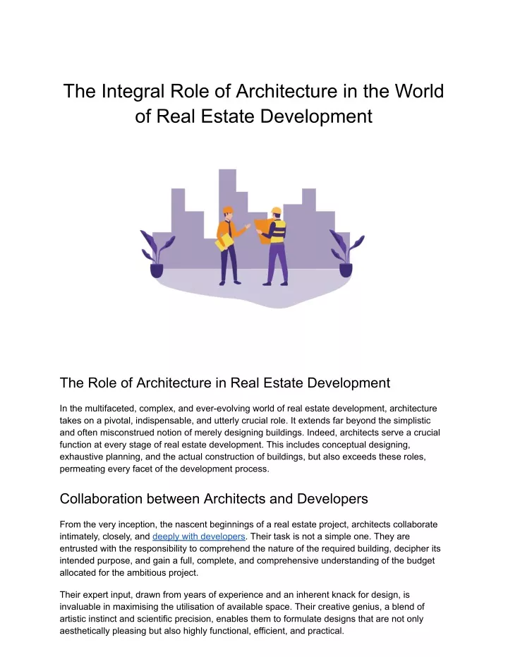 the integral role of architecture in the world