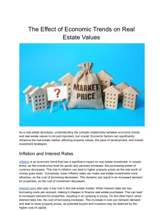 The Effect of Economic Trends on Real Estate Values