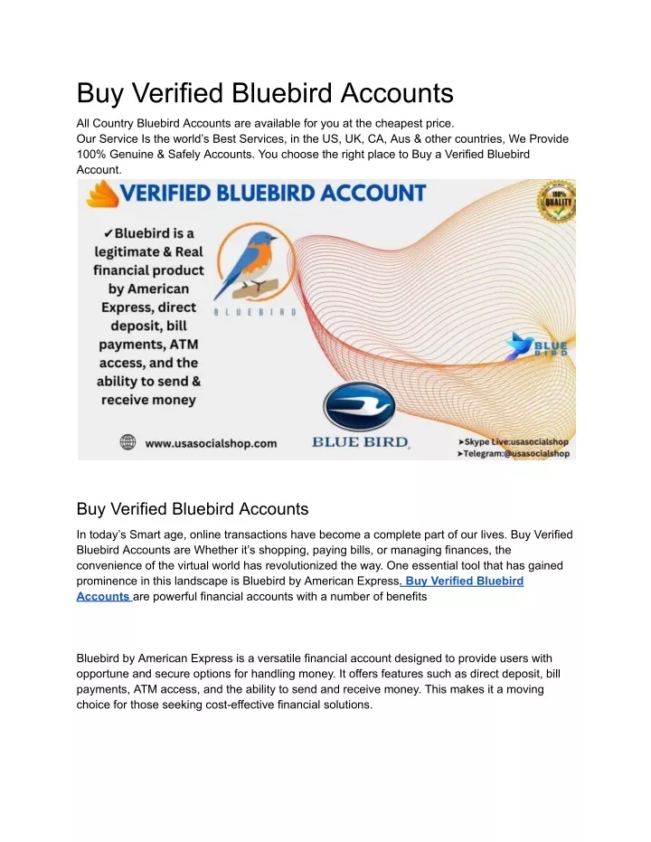 buy verified bluebird accounts