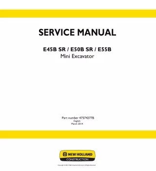 New Holland E50BSR Mini Excavator Service Repair Manual