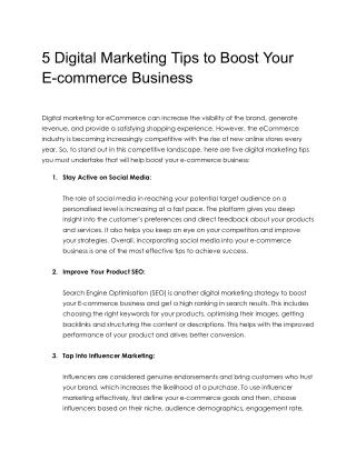 5 Digital Marketing Tips to Boost Your E-commerce Business