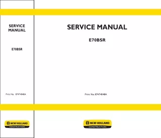 New Holland E70BSR Mini Excavator Service Repair Manual