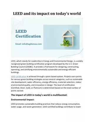 LEED and its impact on today's world