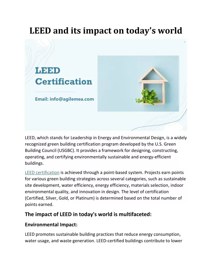 leed and its impact on today s world