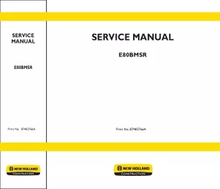 New Holland E80BMSR Hydraulic Excavator Service Repair Manual