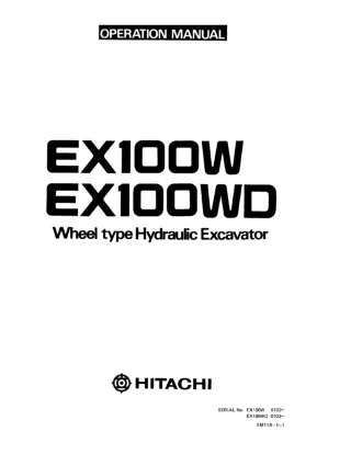 Hitachi EX100W Wheel Excavator Operation Manual SN0103 and up