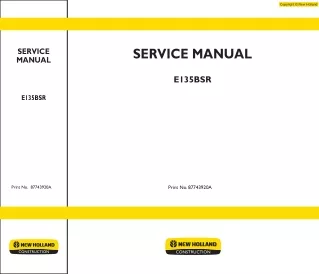 New Holland E135BSR Hydraulic Excavator Service Repair Manual