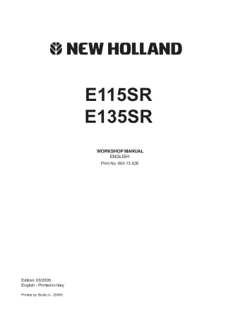 New Holland E135SR Crawler Excavator Service Repair Manual