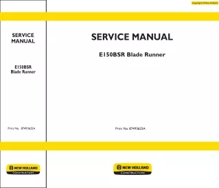 New Holland E150BSR Blade Runner Hydraulic Excavator Service Repair Manual