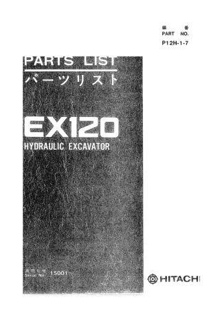 Hitachi EX120 HYDRAULIC Excavator Parts Catalogue Manual