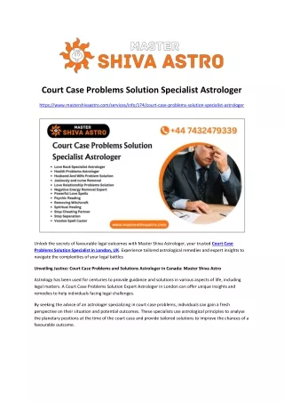 Court Case Problems Solution Specialist in London