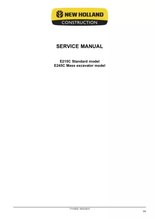 New Holland E215C Crawler Excavator Service Repair Manual