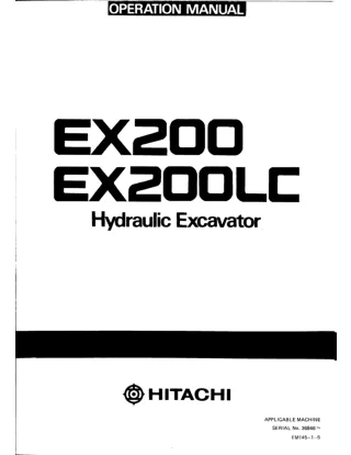 Hitachi EX200 Excavator operator’s manual Serial No. 36846 and up