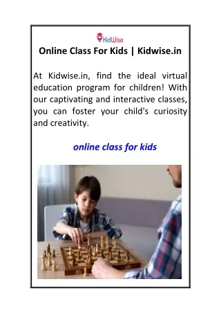 Online Class For Kids Kidwise.in