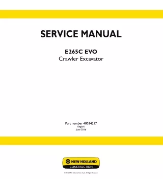 New Holland E265C EVO TIER 3 Crawler excavator LC version Service Repair Manual