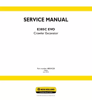 New Holland E385C EVO Crawler Excavator Service Repair Manual