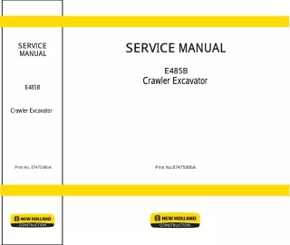 New Holland E485B Crawler Excavator Service Repair Manual