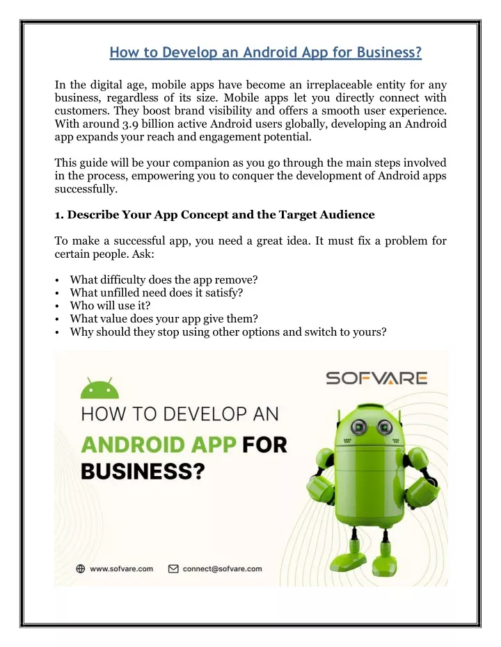 how to develop an android app for business