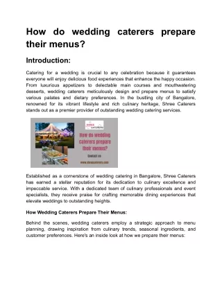 How do wedding caterers prepare their menus_Shree Caterers