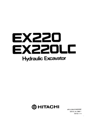 Hitachi EX220 Excavator operator’s manual Serial No. 5666 and up