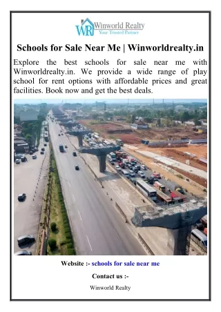 Schools for Sale Near Me  Winworldrealty.in