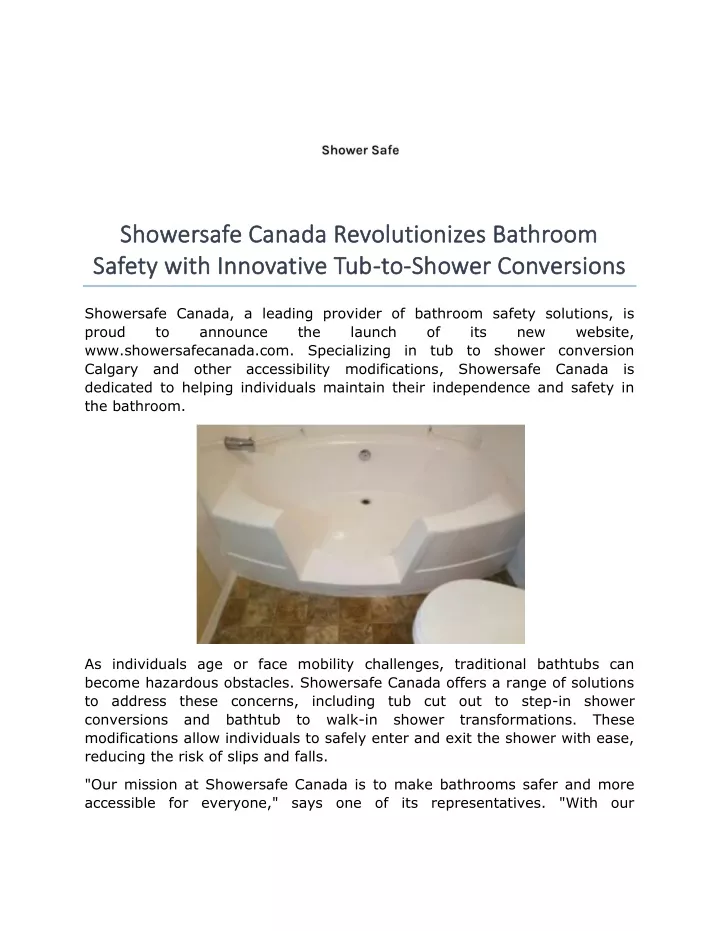 showersafe canada revolutionizes bathroom