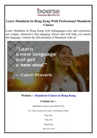 Learn Mandarin In Hong Kong With Professional Mandarin Classes