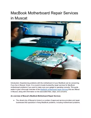 MacBook Motherboard Repair Services in Muscat