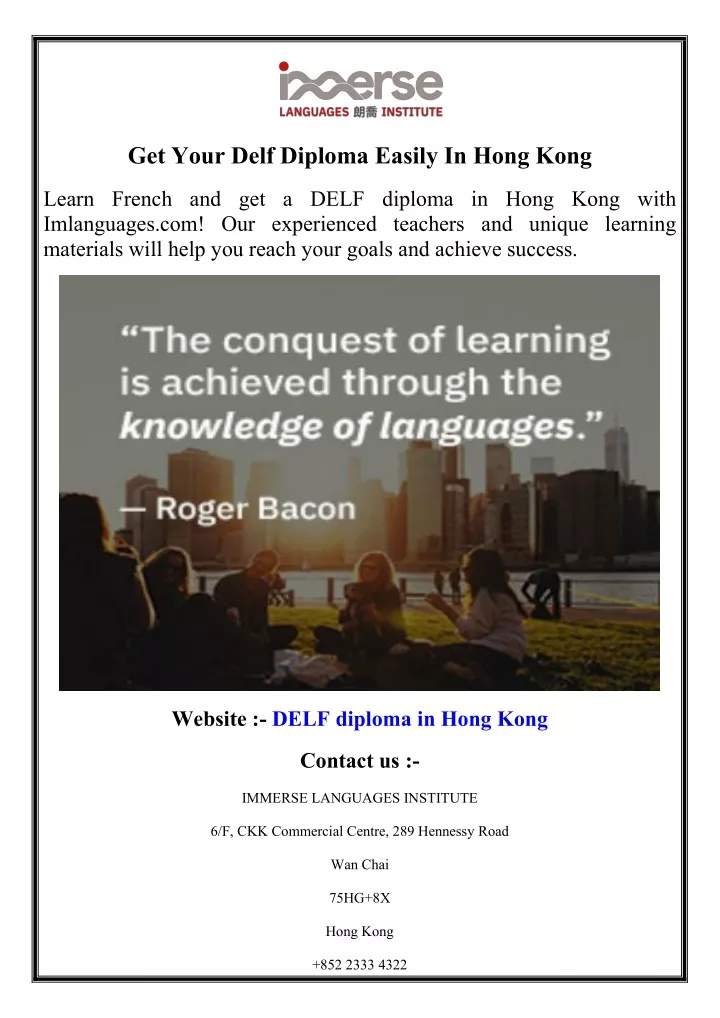 get your delf diploma easily in hong kong