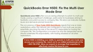 Troubleshoot Error Code H505 QuickBooks: Expert Solutions