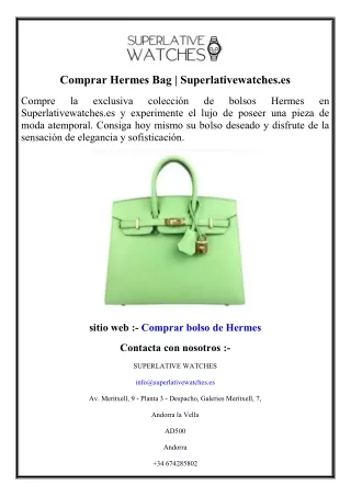 Comprar Hermes Bag  Superlativewatches.es